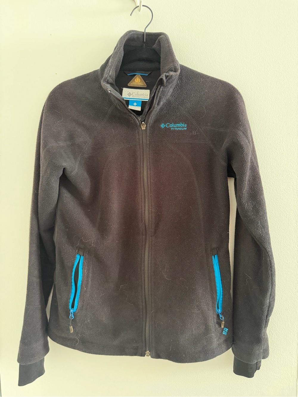 Columbia Black Fleece Jacket with Blue Trim
